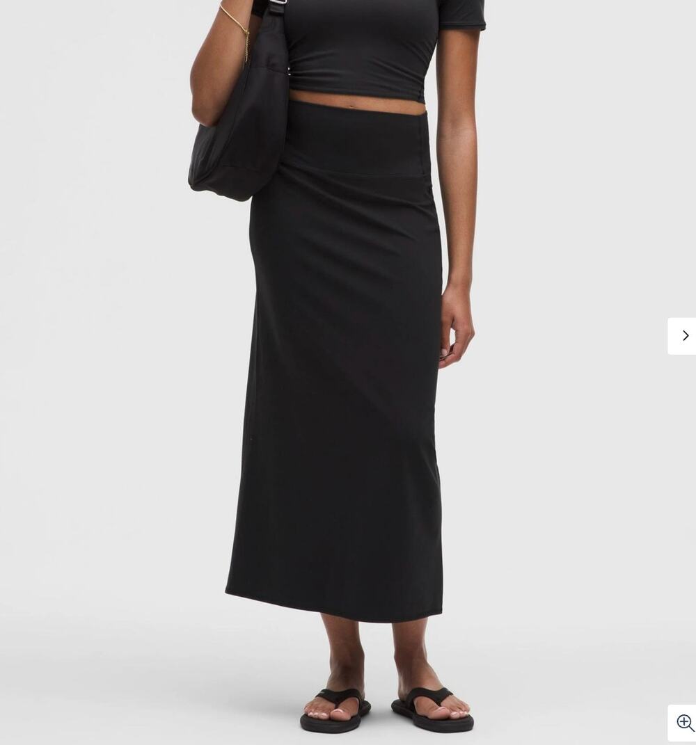 NWT Lululemon Womens Nulu Black Slim Flit Hi Rise Maxi Skirt Size Medium Unlined